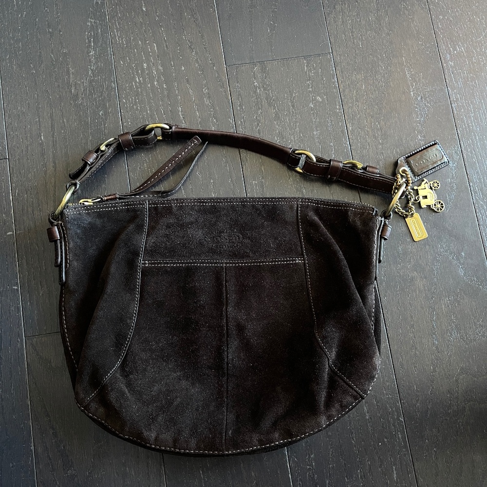 Coach Carly Brown Suede Hobo Shoulder Bag 2008 Y2K handbag vintage HTF
